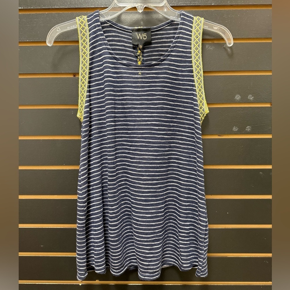 W5 Striped Sleeveless Knit Tank Top XS Blue Yellow NWT Made USA